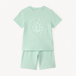 Ensemble court en nid d'abeille 2 pièces t-shirt + bermuda pour garçon  