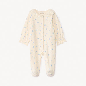 Dors-bien imprimé myrtilles à col claudine brodé pour bébé fille 