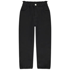 Pantalon paperbag en twill uni pour fille 