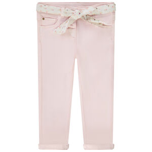 Jean droit avec ceinture à nouer imprimée pour bébé fille 