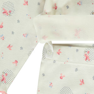 Pyjama 2 pièces effet côtelé et imprimé oiseaux pour bébé fille 