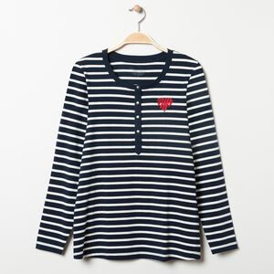 T-shirt manches longues homewear de grossesse rayé 