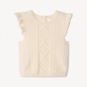 Pull sans manches en tricot côte fantaisie à torsades pour bébé fille  