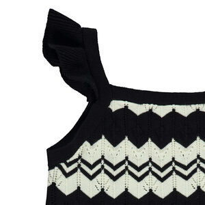 Salopette courte en crochet motifs fantaisie aztèque pour fille 