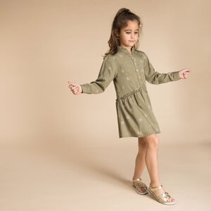 Robe manches longues imprimé à col mao pour fille 