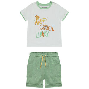 Ensemble t-shirt manches courtes fantaisie + short pour bébé garçon 