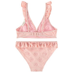 Maillot de bain 2 pièces avec détails volantées et broderie anglaise fille 