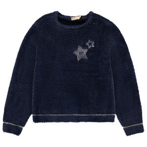 Pull en tricot pelucheux avec sequins pour fille 