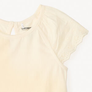 T-shirt manches courtes en popeline uni pour bébé fille 