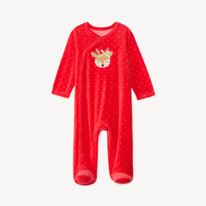 Dors-bien de Noël bébé fille en velours (finitions différentes selon l'âge) 