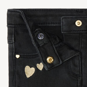 Jean slim broderies cœurs dorés pour bébé fille 