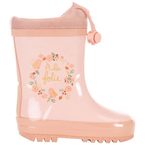 Bottes de pluie à col imperméable print fleurs pour bébé fille 