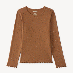 T-shirt manches longues côtelé fille imprimé fantaisie 