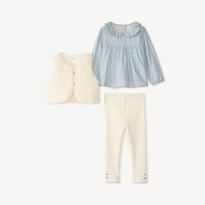 Ensemble 3 pièces tunique gilet et legging bébé fille 