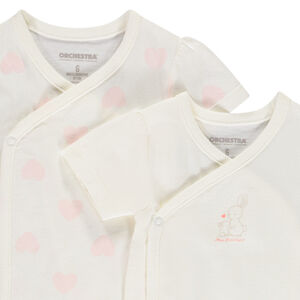 Lot de 2 bodies manches courtes fantaisie pour bébé fille 