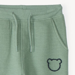 Pantalon de jogging bébé garçon en maille nid d'abeille motif ourson 