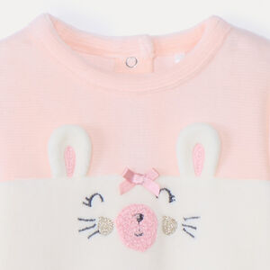 Dors-bien en velours ludique bicolore pour bébé fille  