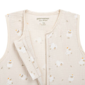 Gigoteuse TOG 0.5 en gaze imprimée moutons 18-36M La Vie à la Ferme beige 