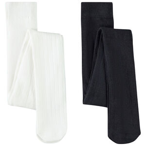Lot de 2 collants épais effet côtelé pour fille 