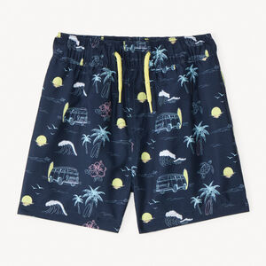 Short de bain en toile imprimée fantaisie pour garçon 