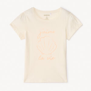 T-shirt manches courtes à print pailleté pour fille 