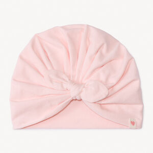 Bonnet turban uni avec nœud et fronce pour bébé fille 