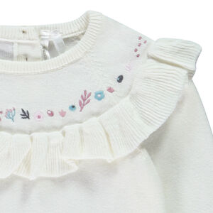 Pull volanté en tricot brodé pour bébé fille 