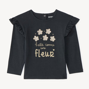 T-shirt manches longues bébé fille broderie fantaisie 