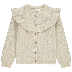Gilet manches longues en tricot avec volantes pour fille 