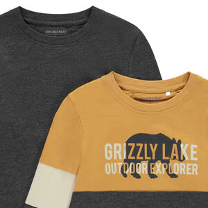 Lot de 2 t-shirts manches longues effet color block garçon 