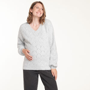Pull de grossesse col V en tricot 