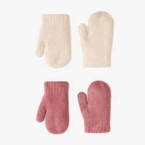 Moufles bébé fille en tricot doublées polaire lot de 2 