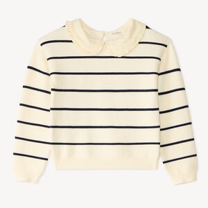 Pull fille style marinière avec col Claudine 
