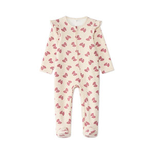 Dors-bien bébé fille zippé doublé en sherpa motif nœuds 