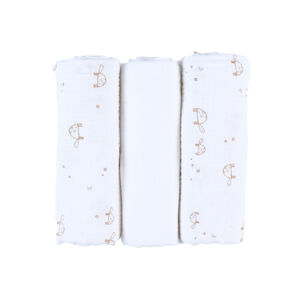 Lot de 3 langes en mousseline imprimé tortue 70 x 70 cm 24M  