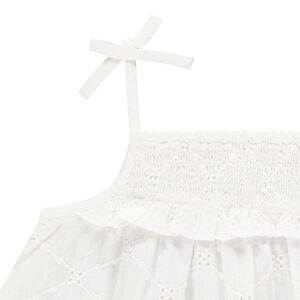 Top en broderie anglaise à fines bretelles 