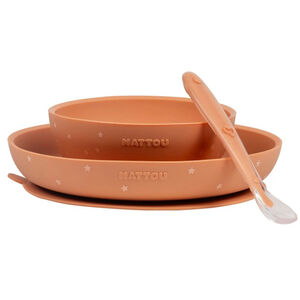 Set Repas enfant - Silicone - Terracotta/étoiles - 3 pcs 