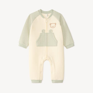 Combinaison longue bi color motifs ourson pour bébé garçon 