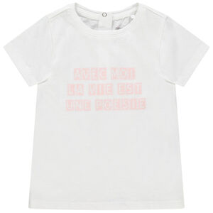T-shirt manches courtes en coton à message pour bébé fille 