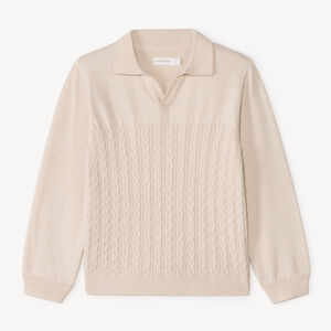 Pull manches longues en tricot torsadé uni pour garçon 