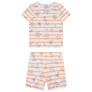 Set pyjama court rayé à imprimé marin pour bébé garçon 