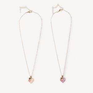 Lot de 2 colliers avec pendentifs cœurs pour fille 