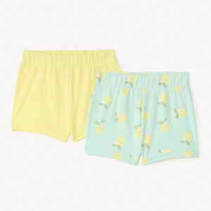 Lot de 2 shorts en jersey uni et imprimé fantaisie pour bébé fille 