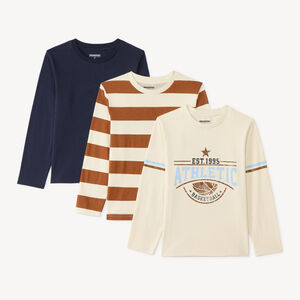 Lot de 3 t-shirts garçon manches longues fantaisie 