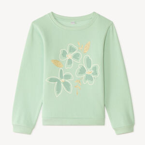 Sweat en molleton imprimé fantaisie pailleté pour fille 