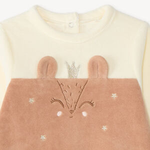 Dors-bien en velours bébé fille motif biche 