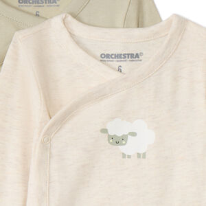 Lot de 7 bodies manches longues fantaisie pour bébé avec ouvertures différentes selon l'âge 