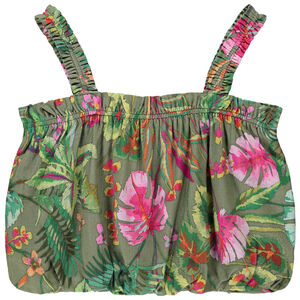 Crop top effet boule imprimé tropical pour fille 