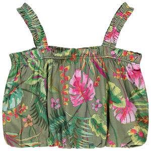 Crop top effet boule imprimé tropical fille 