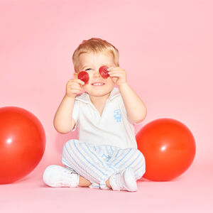 Ensemble 2 pièces polo et pantalon à rayures pour bébé garçon 